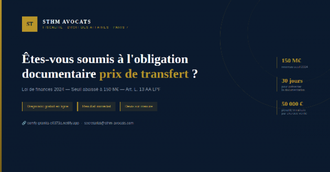 �tes-vous soumis � l'obligation documentaire prix de transfert ?